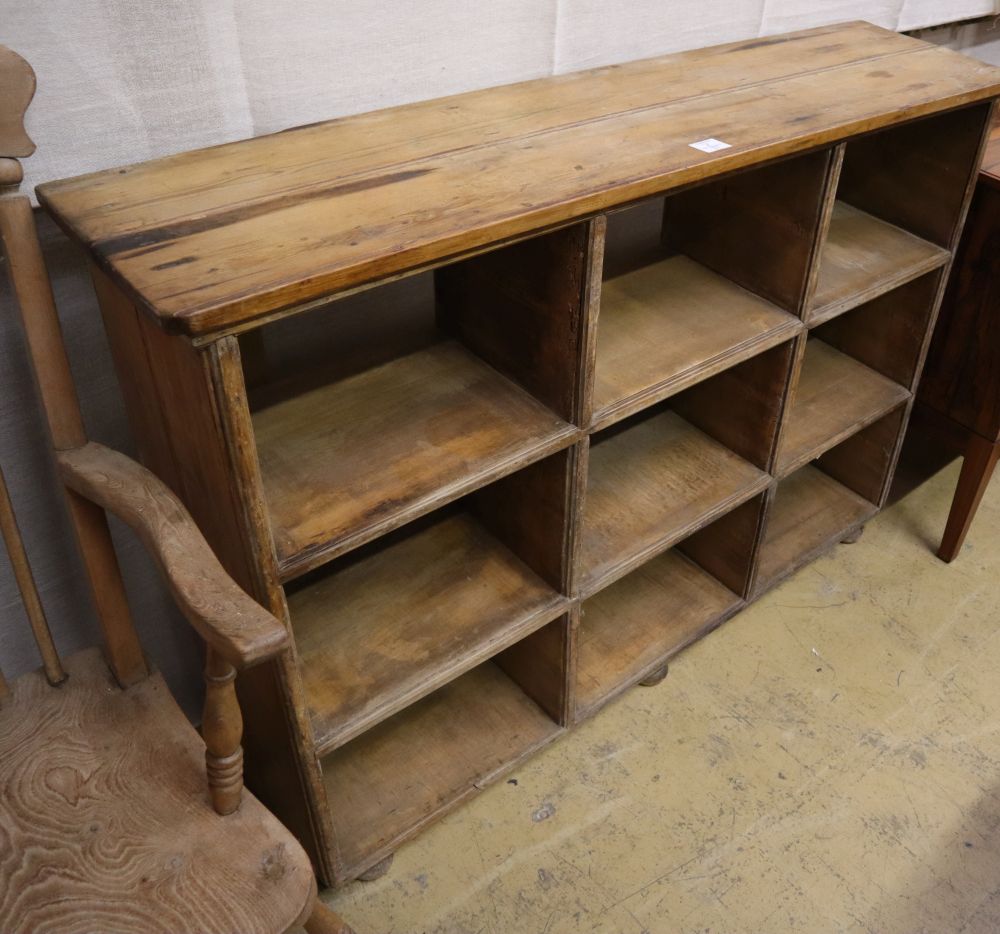 A Victorian pine pigeonhole cabinet, W.132cm, D.32cm, H.95cm